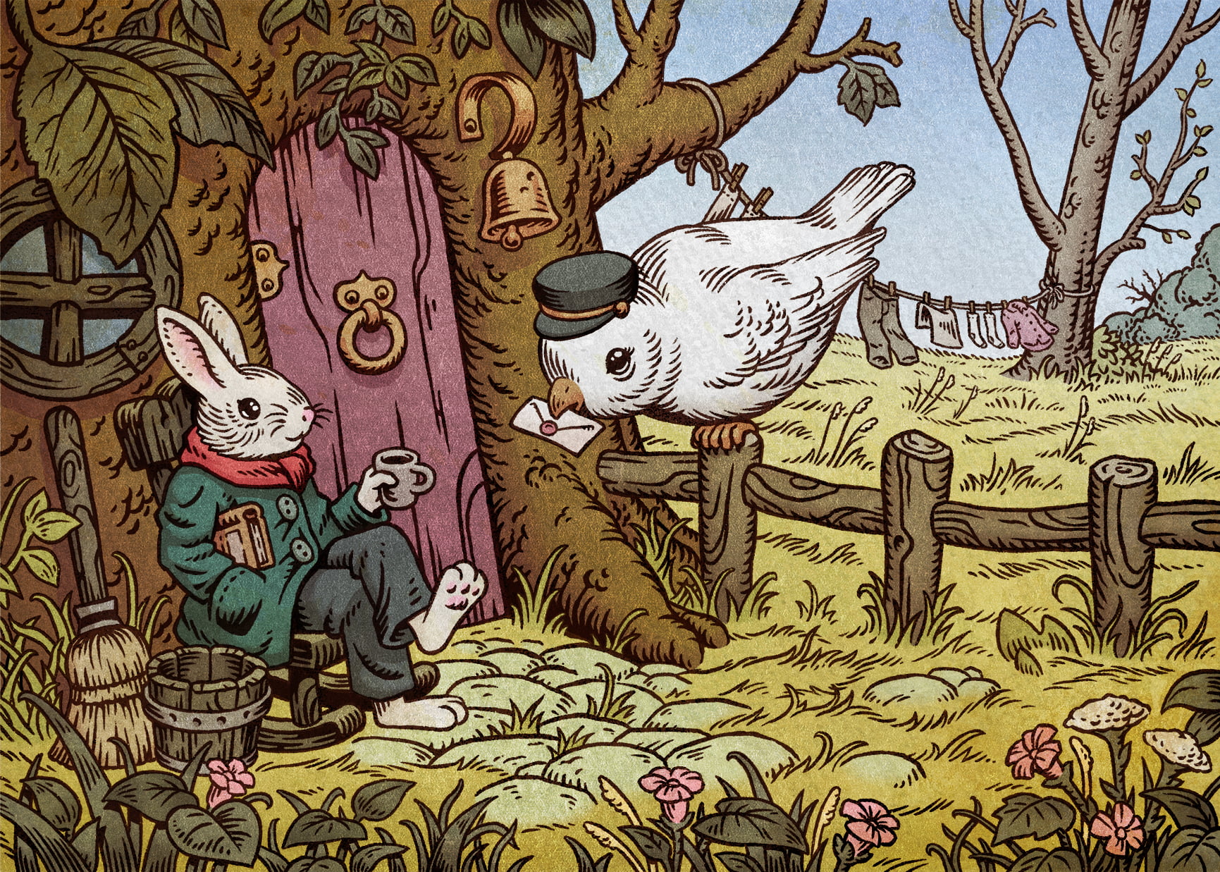 Rabbit mail illustration